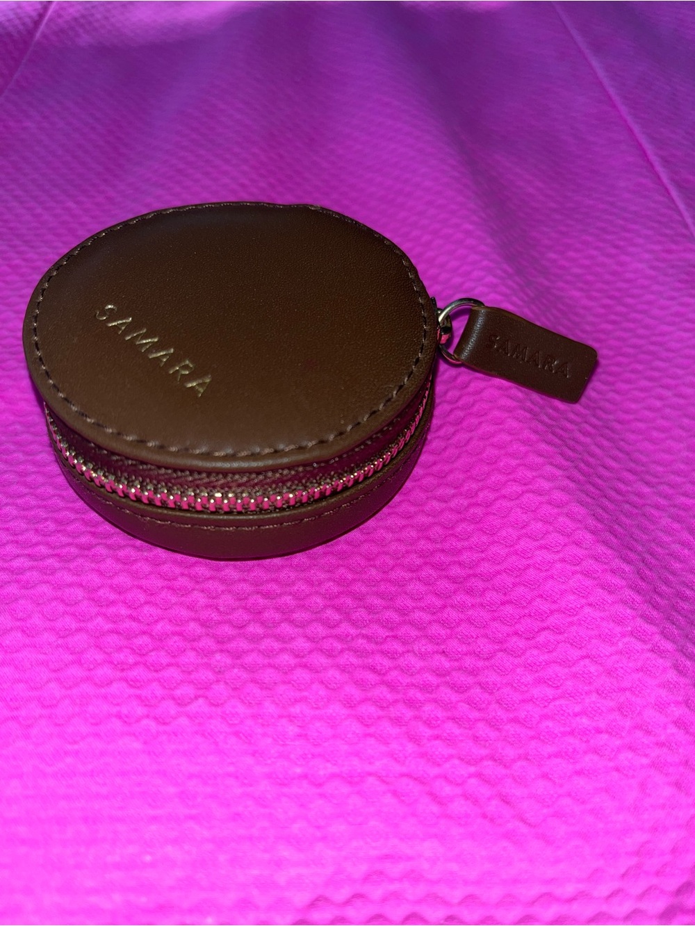Samara NWOT Vegan Leather Jewelry Pouch Case Cacao Zipper Suede Lining Travel - Picture 5 of 6